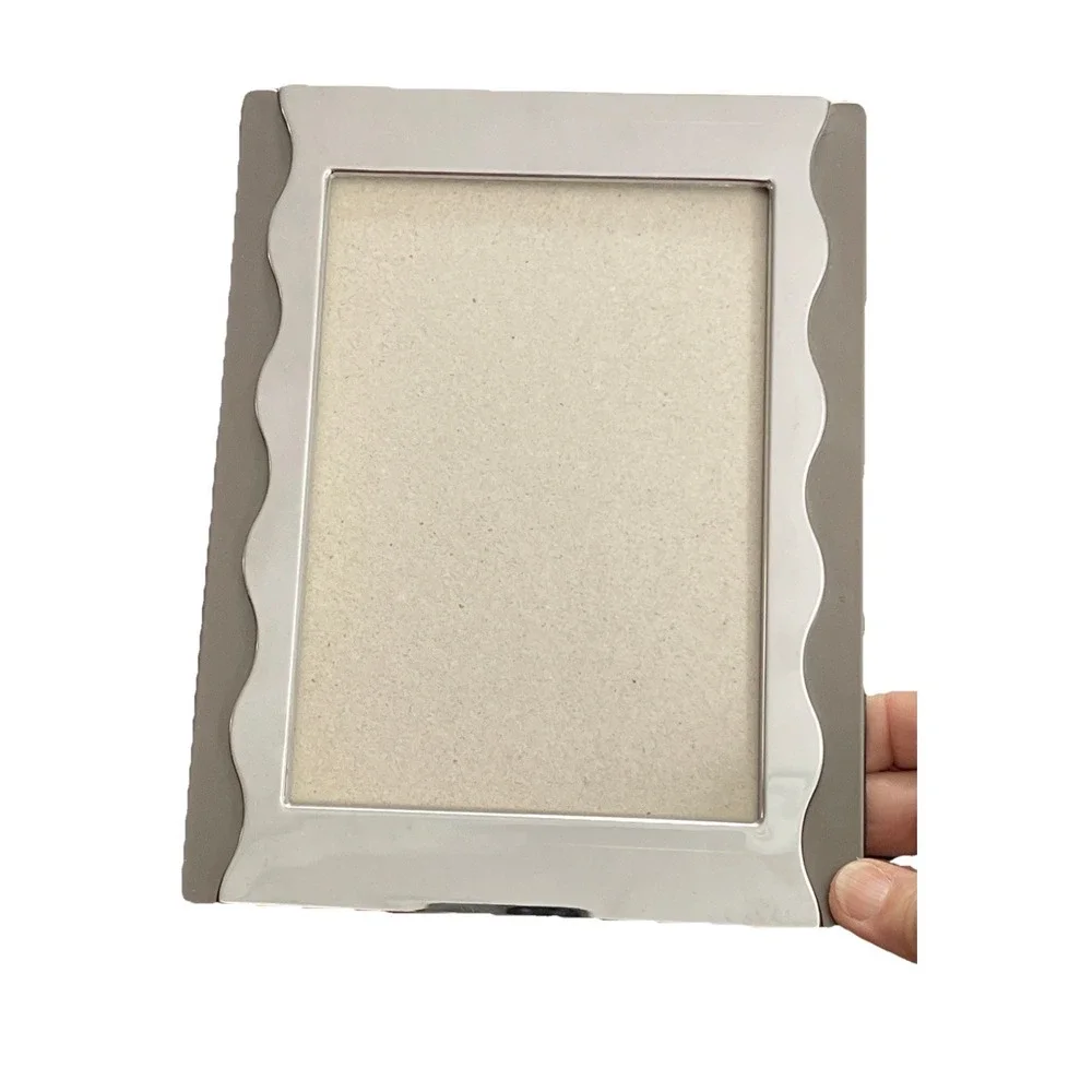 Burnes Of Boston ‎ 5 x 7 Picture Photo Frame Chrome and Gunmetal Gray Wavy